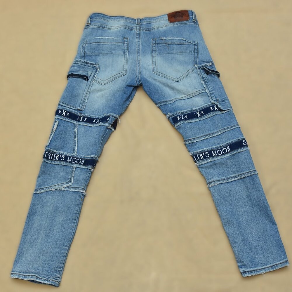 Smuggler’s Moon Light Blue Distressed Men’s Stretch Comfort Jeans size 36/32. - Picture 3 of 10